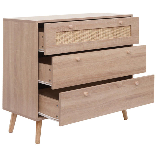 Cosmo Casa - Ladekast - Highboard - Kubu Rotan Houtmelamine - Eikenlook