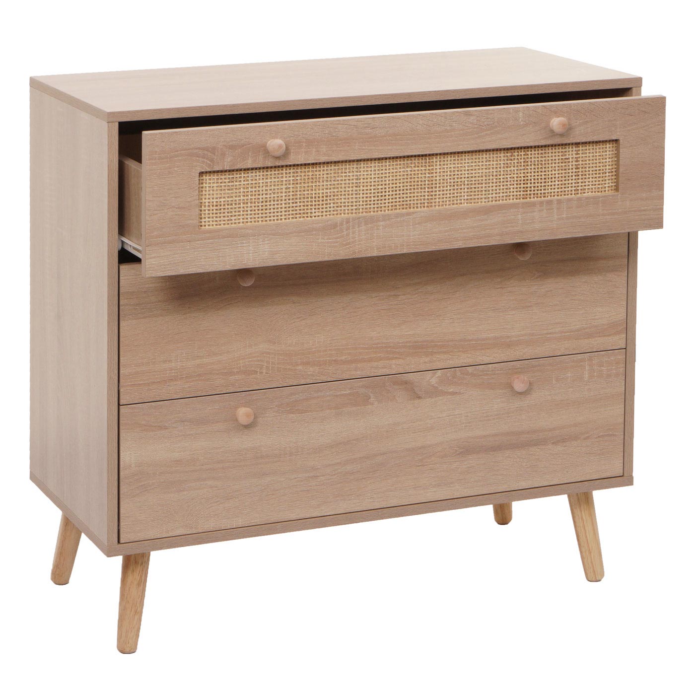 Cosmo Casa - Ladekast - Highboard - Kubu Rotan Houtmelamine - Eikenlook