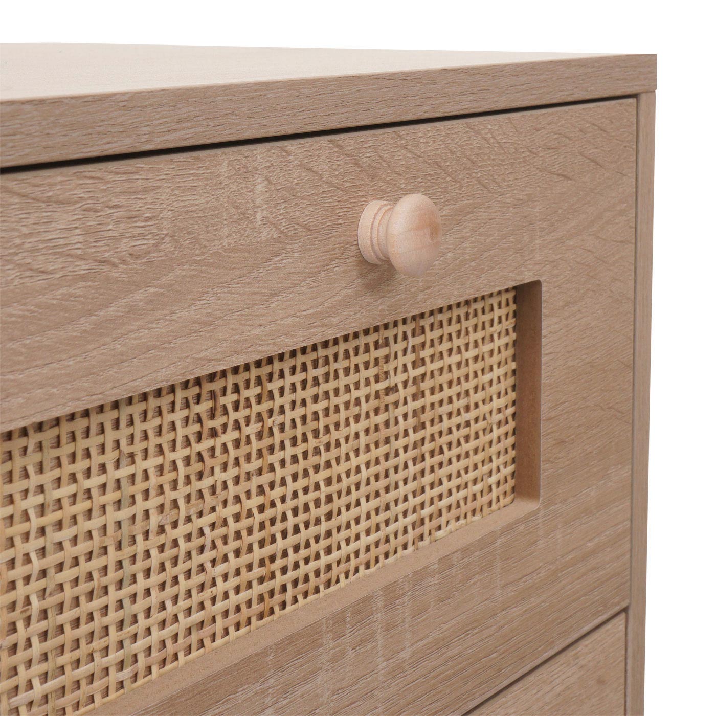 Cosmo Casa - Ladekast - Highboard - Kubu Rotan Houtmelamine - Eikenlook