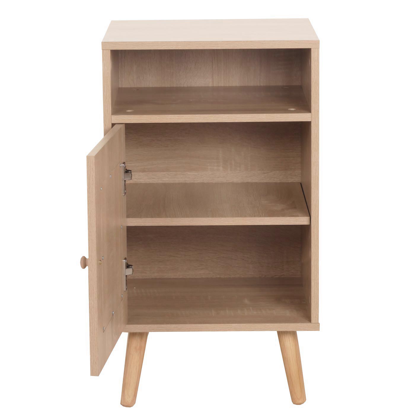 Cosmo Casa - Nachtkastje - Bijzettafel met Opbergvak - Kubu Rotan Houtmelamine - Eikenlook