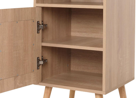 Cosmo Casa - Nachtkastje - Bijzettafel met Opbergvak - Kubu Rotan Houtmelamine - Eikenlook