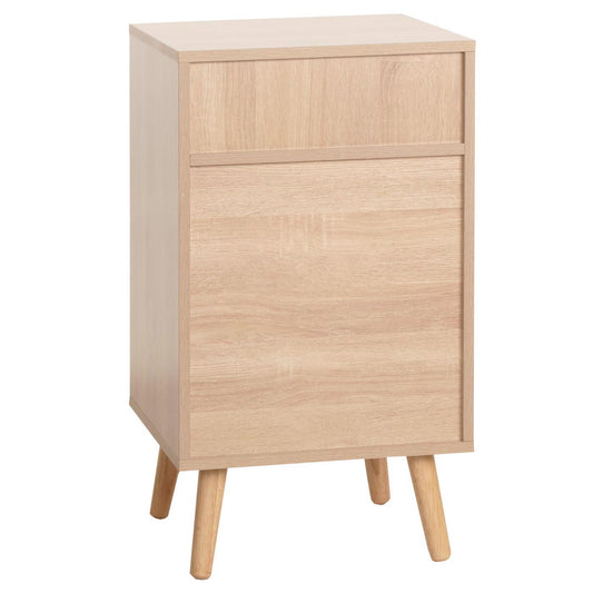 Cosmo Casa - Nachtkastje - Bijzettafel met Opbergvak - Kubu Rotan Houtmelamine - Eikenlook