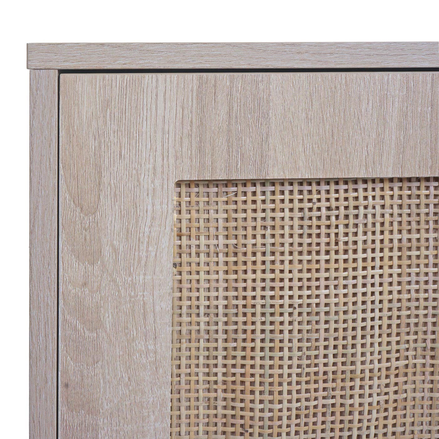 Cosmo Casa - Ladekast - Highboard met Opbergvakken - Kubu Rotan Houtmelamine - Eikenlook