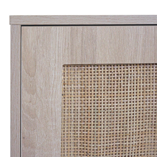Cosmo Casa - Ladekast - Highboard met Opbergvakken - Kubu Rotan Houtmelamine - Eikenlook