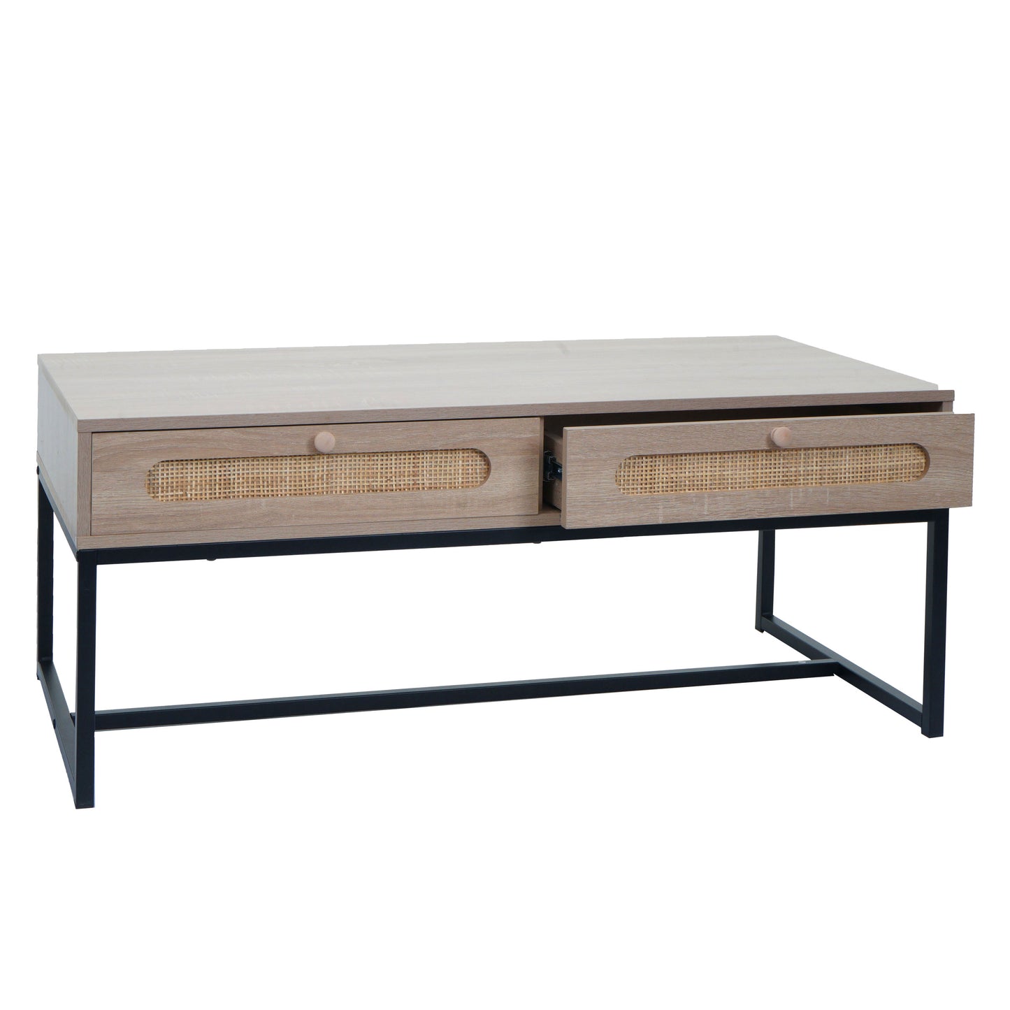 Cosmo Casa - Salontafel - Met Lade - Kubu Rotan & Houtmelamine - Eikenlook