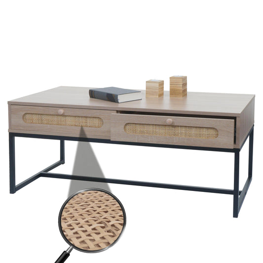 Cosmo Casa - Salontafel - Met Lade - Kubu Rotan & Houtmelamine - Eikenlook