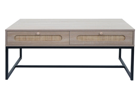 Cosmo Casa - Salontafel - Met Lade - Kubu Rotan & Houtmelamine - Eikenlook