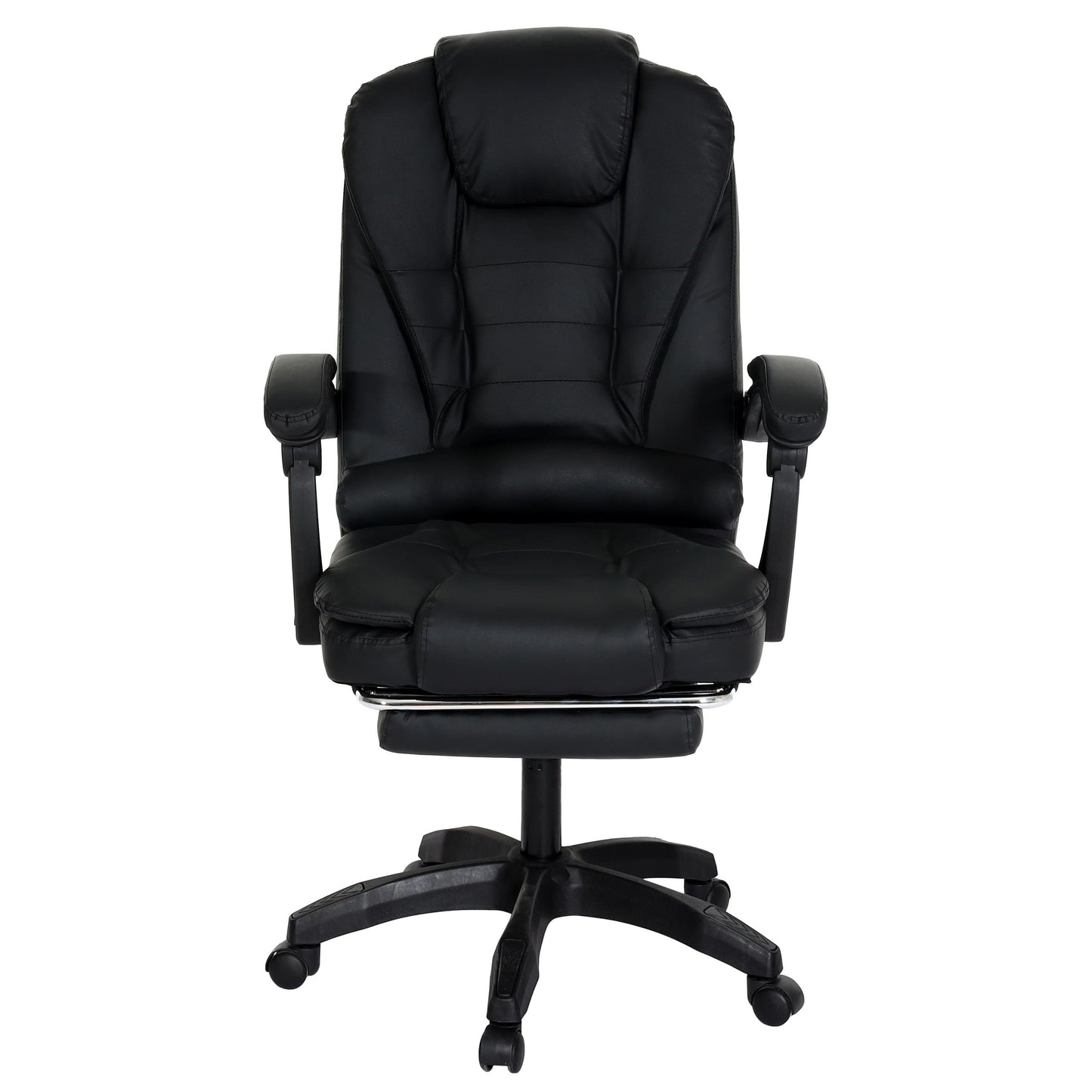 Cosmo Casa - Bureaustoel - Draaibare Directiestoel met Uitschuifbare Voetsteun - Kunstleer - Zwart Onderstel - Zwart