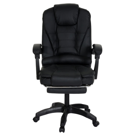 Cosmo Casa - Bureaustoel - Draaibare Directiestoel met Uitschuifbare Voetsteun - Kunstleer - Zwart Onderstel - Zwart