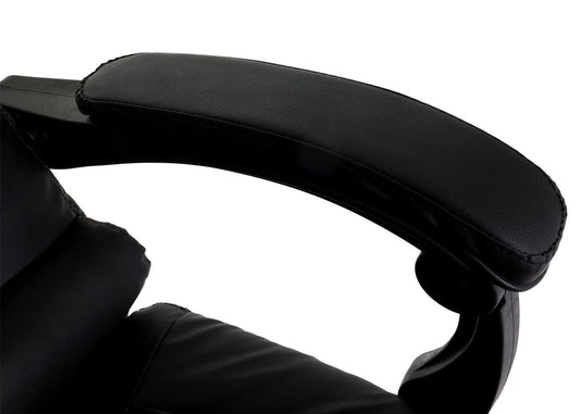 Cosmo Casa - Bureaustoel - Draaibare Directiestoel met Uitschuifbare Voetsteun - Kunstleer - Zwart Onderstel - Zwart