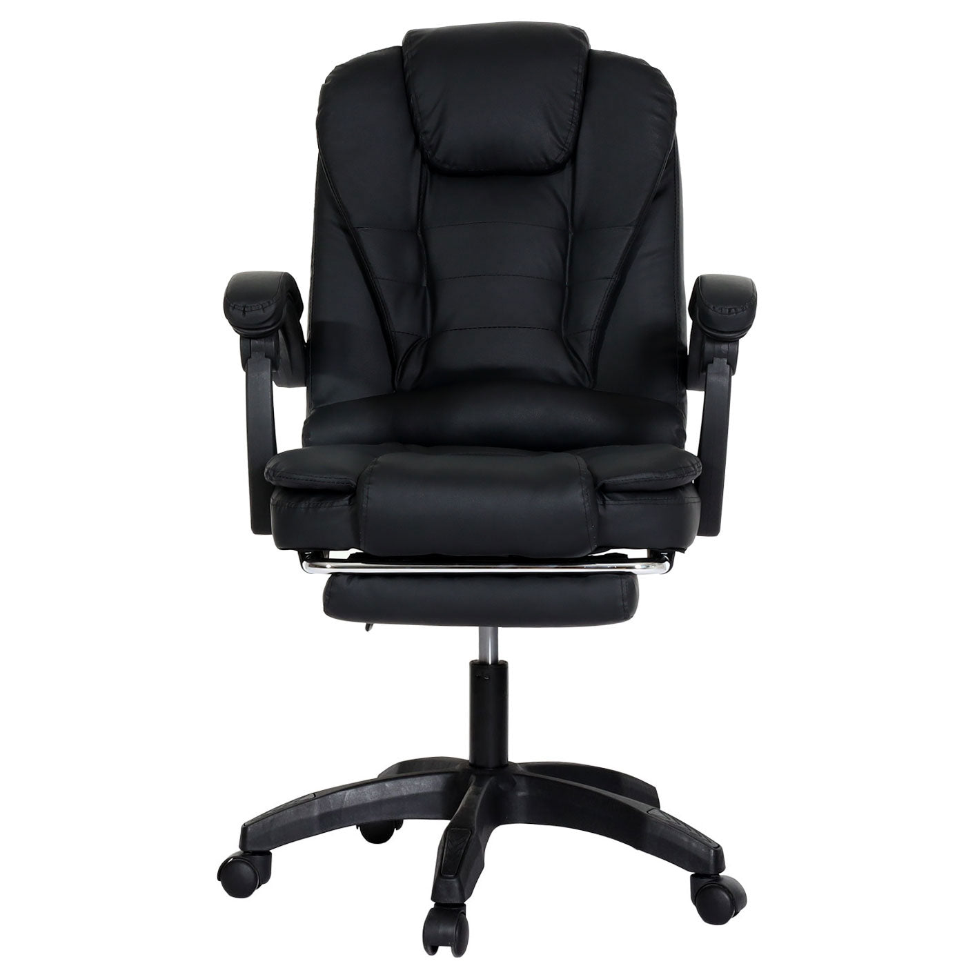 Cosmo Casa - Bureaustoel - Draaibare Directiestoel met Uitschuifbare Voetsteun - Kunstleer - Zwart Onderstel - Zwart