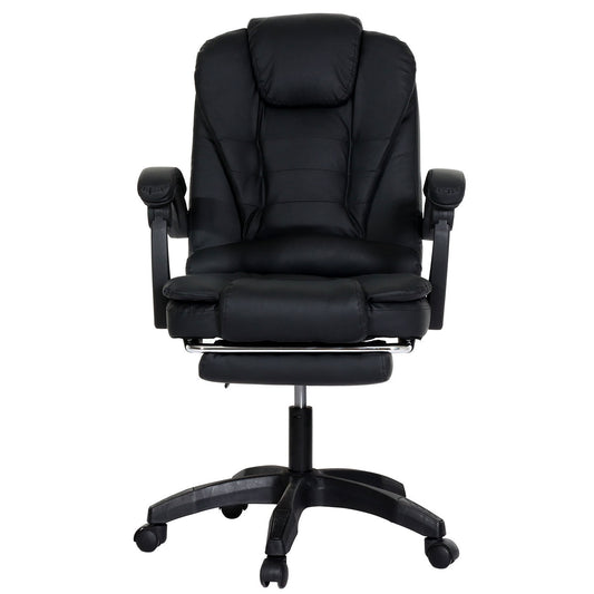 Cosmo Casa - Bureaustoel - Draaibare Directiestoel met Uitschuifbare Voetsteun - Kunstleer - Zwart Onderstel - Zwart