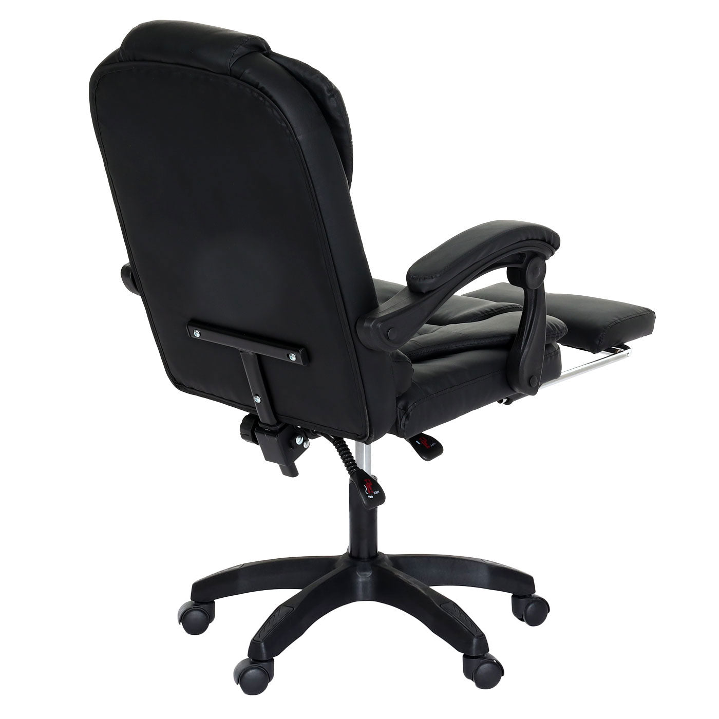 Cosmo Casa - Bureaustoel - Draaibare Directiestoel met Uitschuifbare Voetsteun - Kunstleer - Zwart Onderstel - Zwart