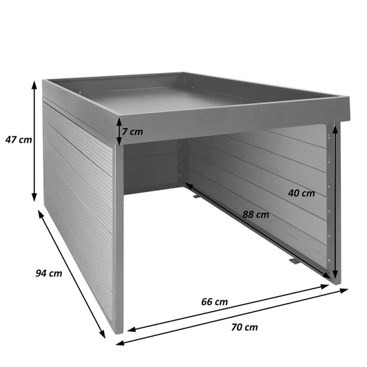 Cosmo Casa - XL Robotmaaiergarage - Met Plantenbak - WPC & Metaal - Eikenlook - 47×70×94 cm