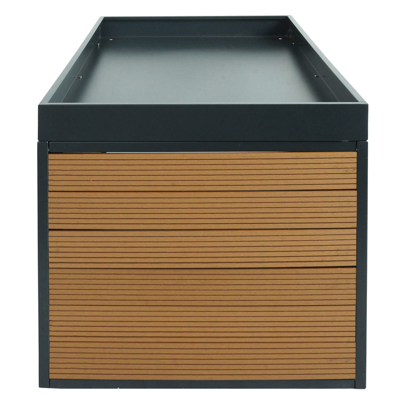 Cosmo Casa - XL Robotmaaiergarage - Met Plantenbak - WPC & Metaal - Eikenlook - 47×70×94 cm