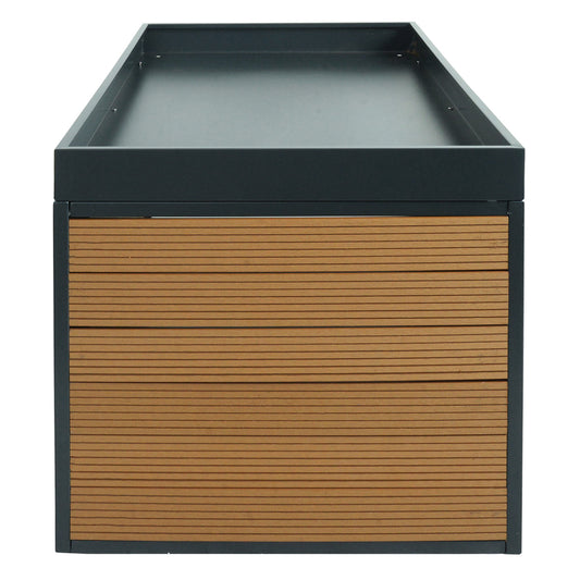 Cosmo Casa - XL Robotmaaiergarage - Met Plantenbak - WPC & Metaal - Eikenlook - 47×70×94 cm