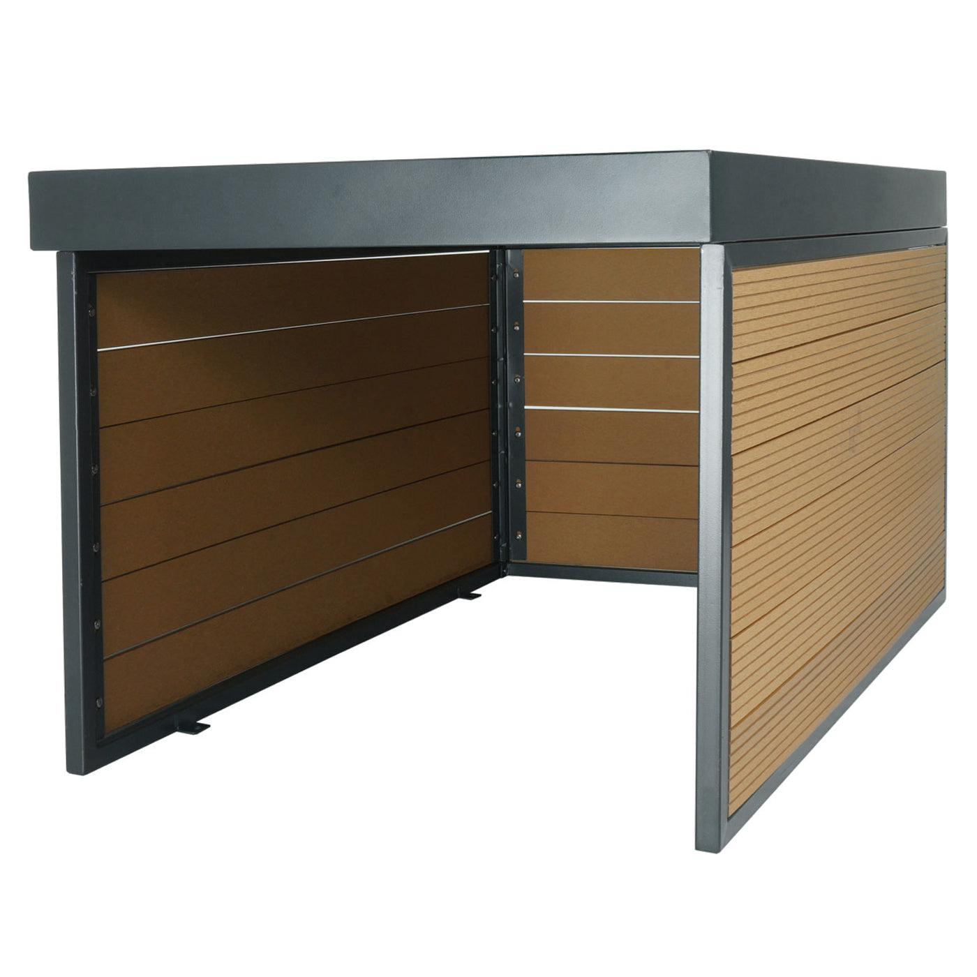 Cosmo Casa - XL Robotmaaiergarage - Met Plantenbak - WPC & Metaal - Eikenlook - 47×70×94 cm