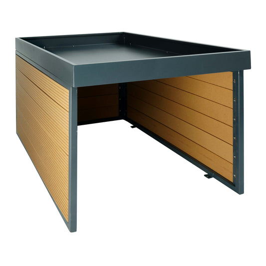 Cosmo Casa - XL Robotmaaiergarage - Met Plantenbak - WPC & Metaal - Eikenlook - 47×70×94 cm