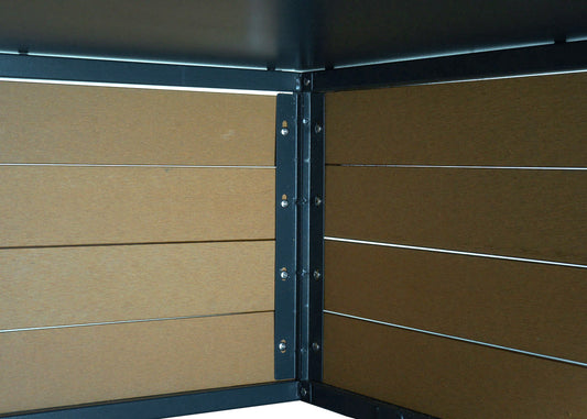 Cosmo Casa - XL Robotmaaiergarage - Met Plantenbak - WPC & Metaal - Eikenlook - 47×70×94 cm