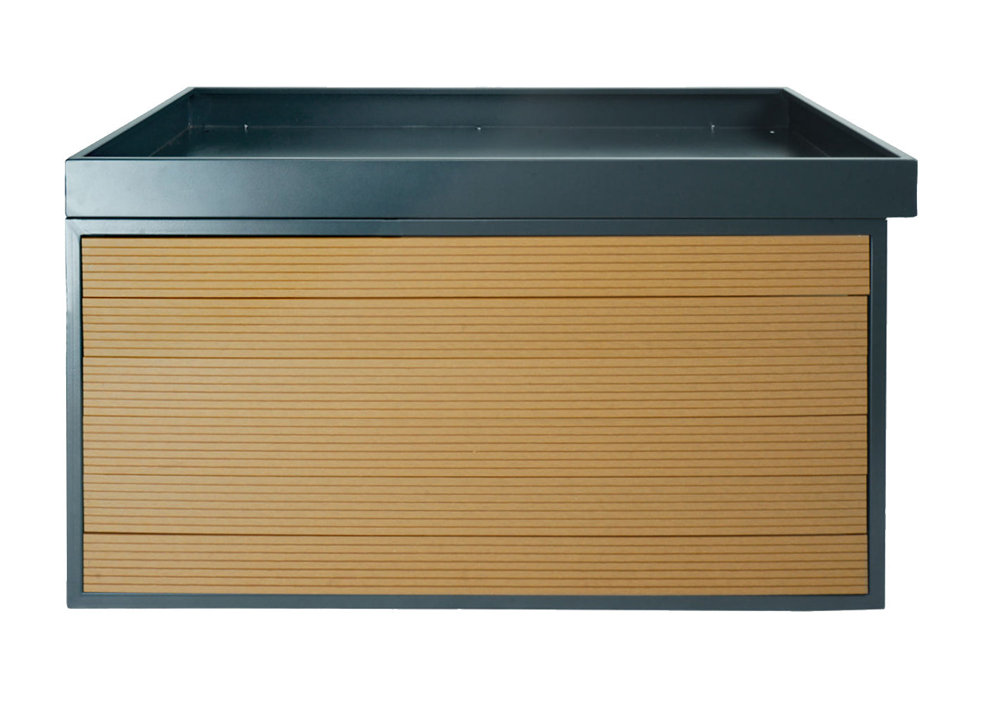 Cosmo Casa - XL Robotmaaiergarage - Met Plantenbak - WPC & Metaal - Eikenlook - 47×70×94 cm