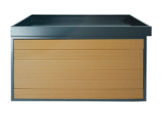 Cosmo Casa - XL Robotmaaiergarage - Met Plantenbak - WPC & Metaal - Eikenlook - 47×70×94 cm