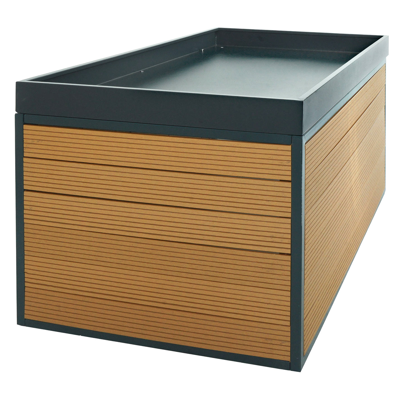 Cosmo Casa - XL Robotmaaiergarage - Met Plantenbak - WPC & Metaal - Eikenlook - 47×70×94 cm