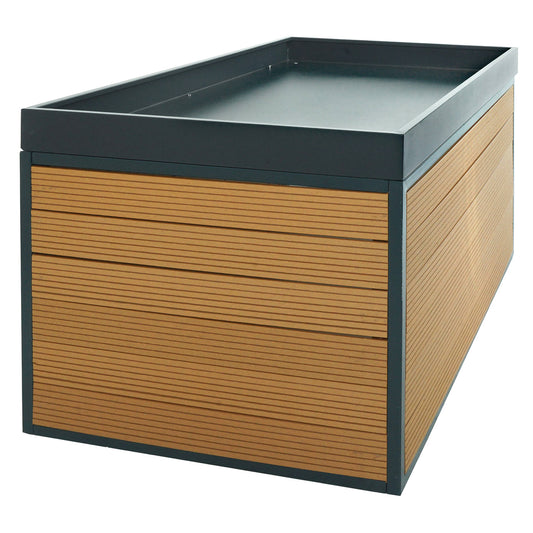 Cosmo Casa - XL Robotmaaiergarage - Met Plantenbak - WPC & Metaal - Eikenlook - 47×70×94 cm