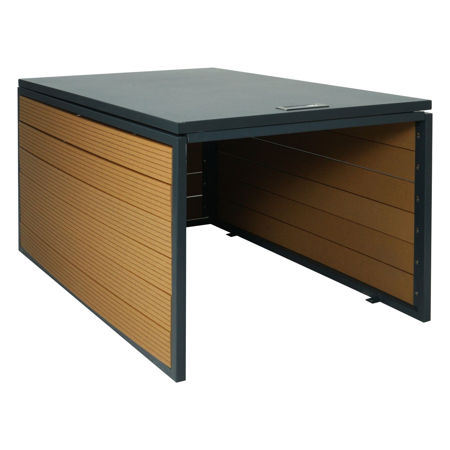 Cosmo Casa - XL Robotmaaiergarage - Met Deksel - WPC & Metaal - Eikenlook - 43×70×90 cm