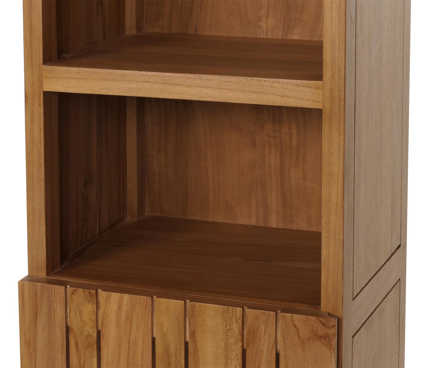 Cosmo Casa - Teak Hoge Kast - Badkamerkast - 2 Deuren - 6 Vakken - Hoogwaardig B-Kwaliteit Teak Kernhout - 20-30 Jaar - 181x40x35cm