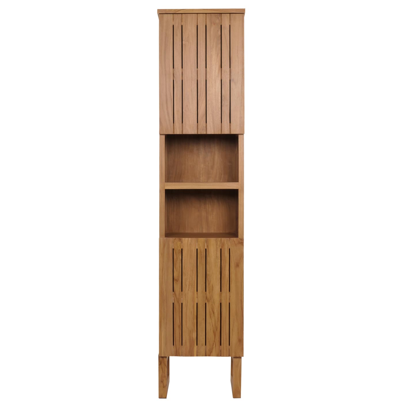 Cosmo Casa - Teak Hoge Kast - Badkamerkast - 2 Deuren - 6 Vakken - Hoogwaardig B-Kwaliteit Teak Kernhout - 20-30 Jaar - 181x40x35cm
