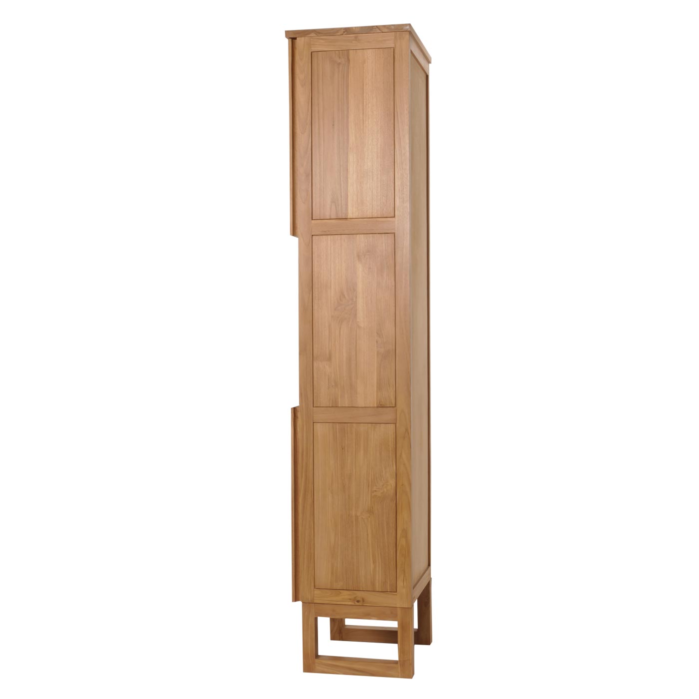 Cosmo Casa - Teak Hoge Kast - Badkamerkast - 2 Deuren - 6 Vakken - Hoogwaardig B-Kwaliteit Teak Kernhout - 20-30 Jaar - 181x40x35cm