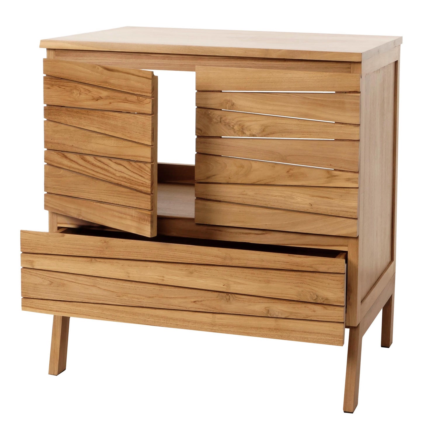 Cosmo Casa - Teak Wastafelkast - Hoogwaardig B-Kwaliteit Teak Kernhout - 20-30 Jaar - 87x81x56cm
