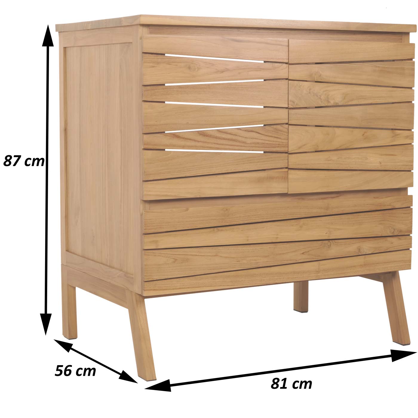 Cosmo Casa - Teak Wastafelkast - Hoogwaardig B-Kwaliteit Teak Kernhout - 20-30 Jaar - 87x81x56cm