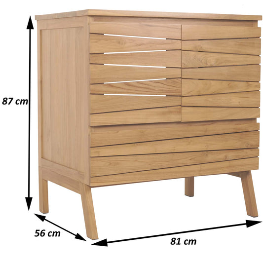 Cosmo Casa - Teak Wastafelkast - Hoogwaardig B-Kwaliteit Teak Kernhout - 20-30 Jaar - 87x81x56cm