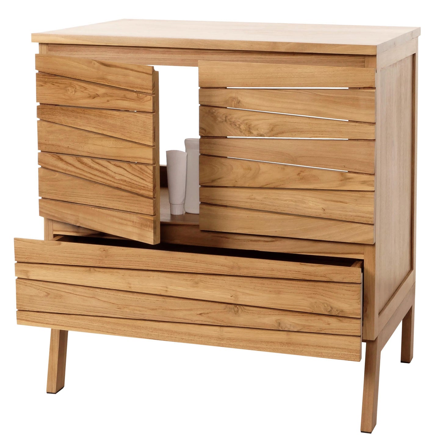 Cosmo Casa - Teak Wastafelkast - Hoogwaardig B-Kwaliteit Teak Kernhout - 20-30 Jaar - 87x81x56cm