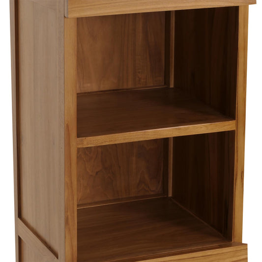 Cosmo Casa - Teak Hoge Kast - Badkamerkast - 2 Deuren - 6 Vakken - Hoogwaardig B-Kwaliteit Teak Kernhout - 20-30 Jaar - 181x40x35cm