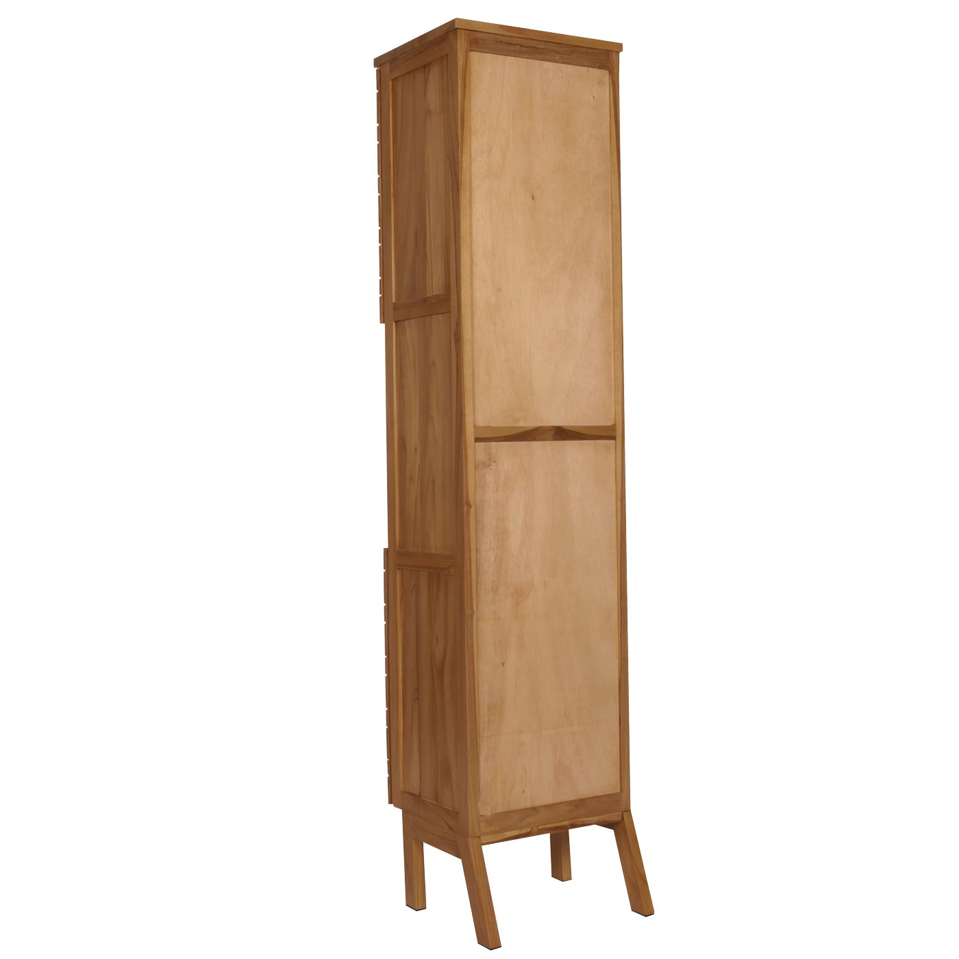 Cosmo Casa - Teak Hoge Kast - Badkamerkast - 2 Deuren - 6 Vakken - Hoogwaardig B-Kwaliteit Teak Kernhout - 20-30 Jaar - 181x40x35cm