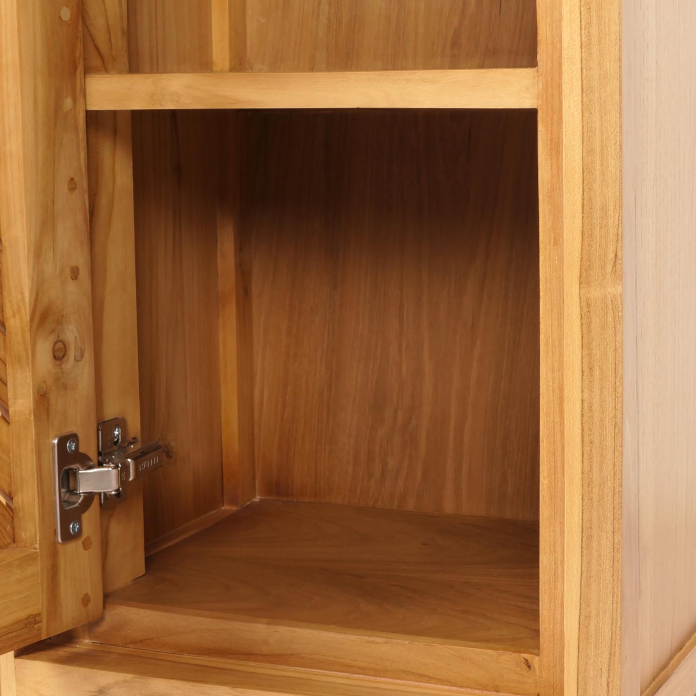 Cosmo Casa - Hoge Badkamerkast - 1 Deur, 4 Vakken - Teak Kernhout - Natuurlijk