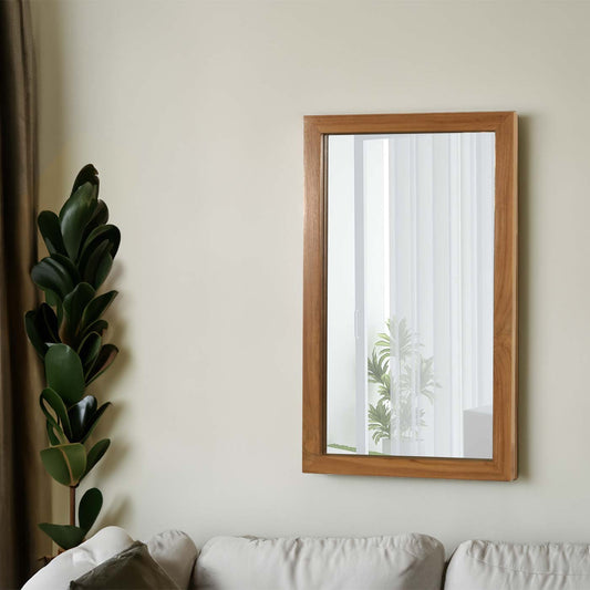 Cosmo Casa - Wandspiegel - Badkamerspiegel - Teak Frame - Natuurlijk