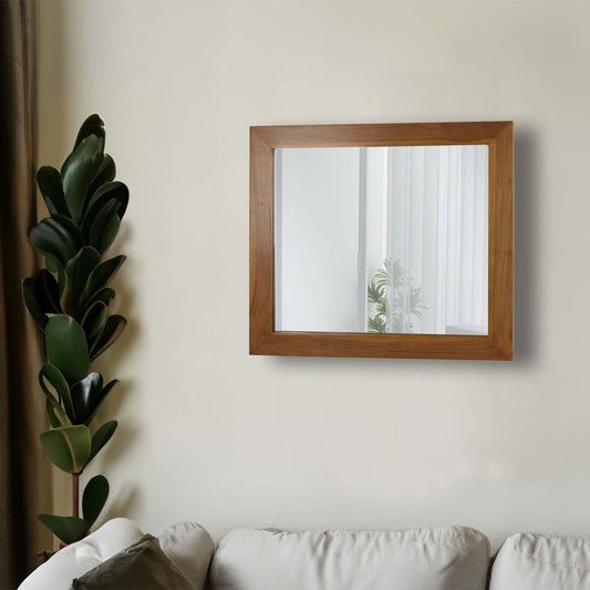 Cosmo Casa - Wandspiegel - Badkamerspiegel - Teak Frame - Natuurlijk