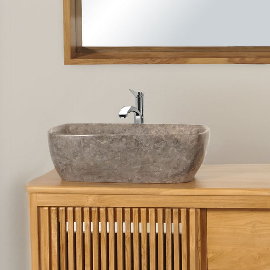 Cosmo Casa - Opzetwastafel - Marmer - Natuursteen - Grijs