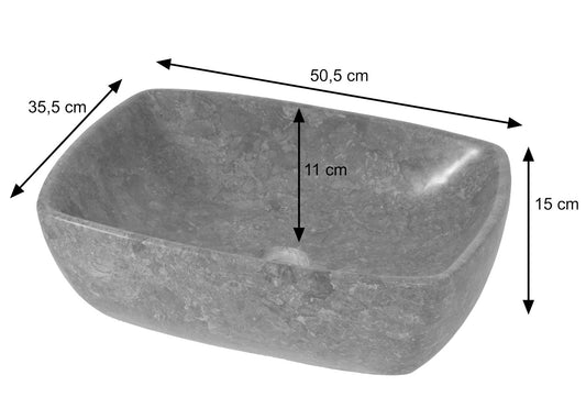 Cosmo Casa - Opzetwastafel - Marmer - Natuursteen - Grijs