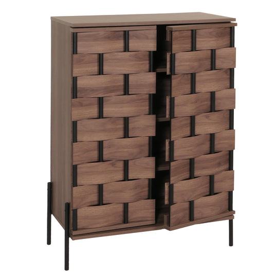 Cosmo Casa - Ladekast - Opbergkast - 3D Geweven Design - Push-to-Open Deuren - 109x75x40cm - Bruin