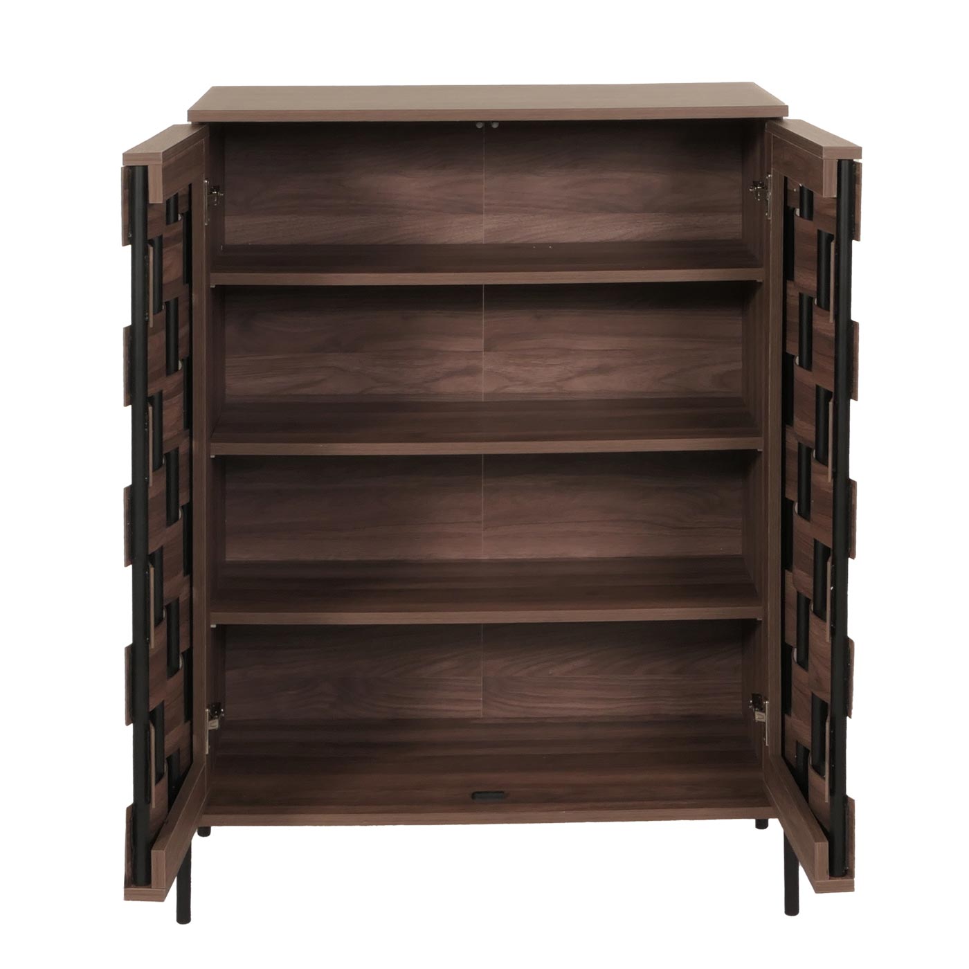 Cosmo Casa - Ladekast - Opbergkast - 3D Geweven Design - Push-to-Open Deuren - 109x75x40cm - Bruin