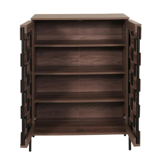 Cosmo Casa - Ladekast - Opbergkast - 3D Geweven Design - Push-to-Open Deuren - 109x75x40cm - Bruin