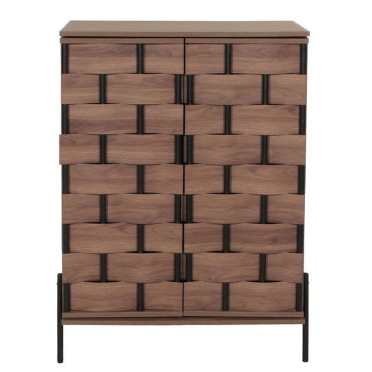 Cosmo Casa - Ladekast - Opbergkast - 3D Geweven Design - Push-to-Open Deuren - 109x75x40cm - Bruin
