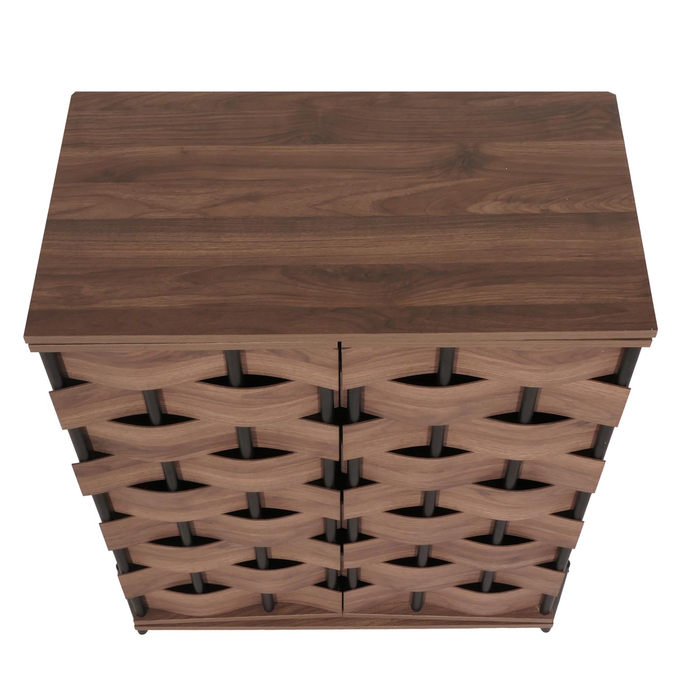 Cosmo Casa - Ladekast - Opbergkast - 3D Geweven Design - Push-to-Open Deuren - 109x75x40cm - Bruin