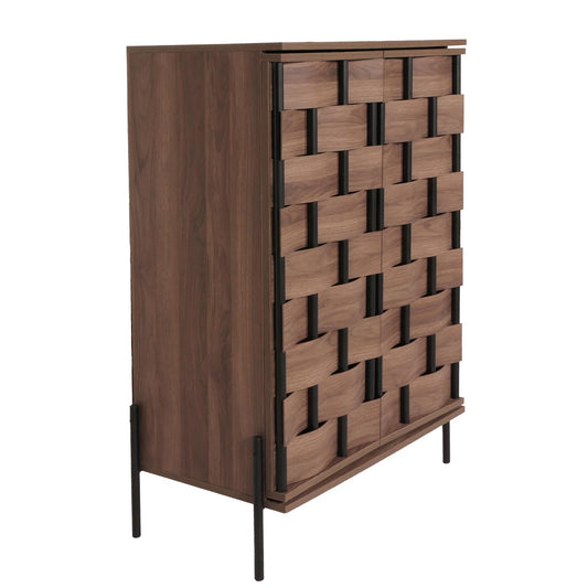 Cosmo Casa - Ladekast - Opbergkast - 3D Geweven Design - Push-to-Open Deuren - 109x75x40cm - Bruin