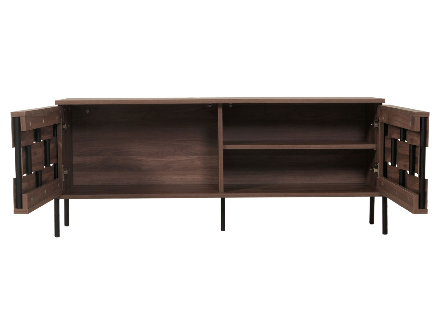 Cosmo Casa - Tv-rek - Tv-tafel - Lowboard - Tv-kast - Opbergvakken - 3D Gevlochten Design - Push-to-Open Deuren - 120cm - Bruin