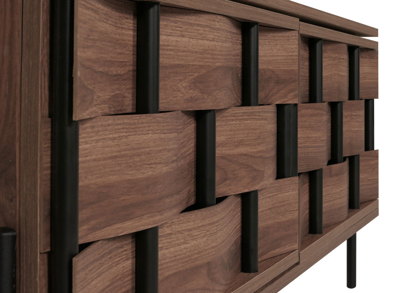 Cosmo Casa - Tv-rek - Tv-tafel - Lowboard - Tv-kast - Opbergvakken - 3D Gevlochten Design - Push-to-Open Deuren - 120cm - Bruin